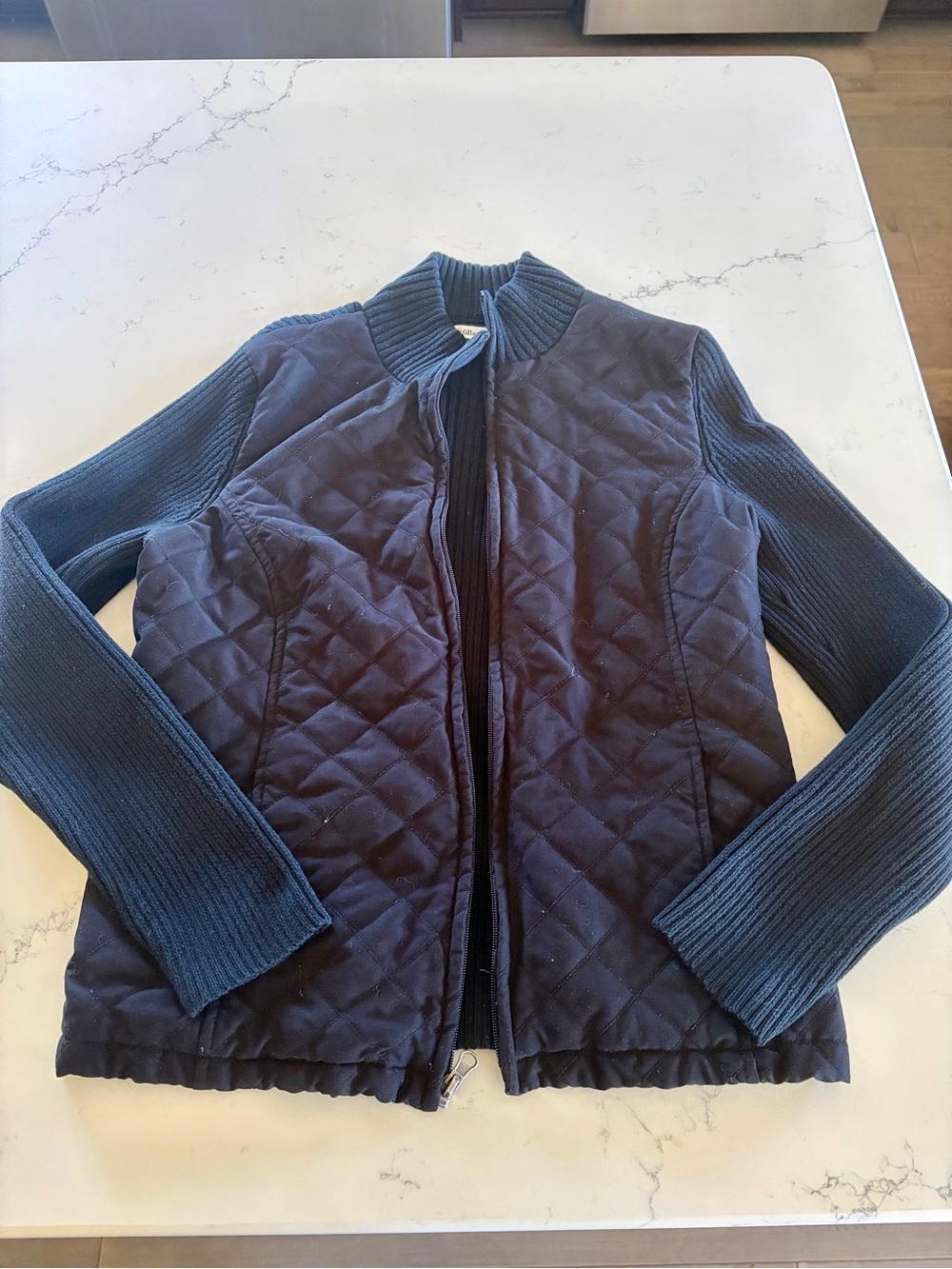 croft & barrow Black Quilted Utility Jacket with Ribbed Sleeves - Women’s Medium